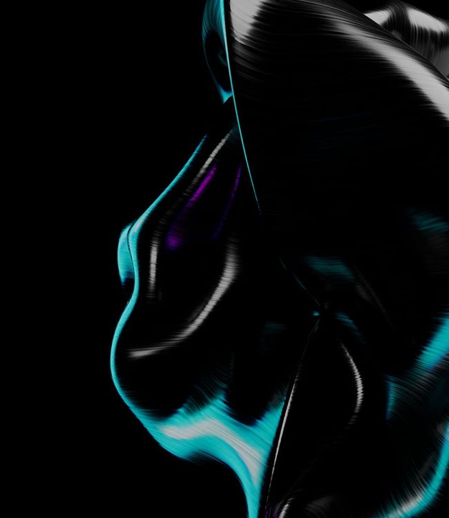 Abstract aesthetic light waves in cyan neon